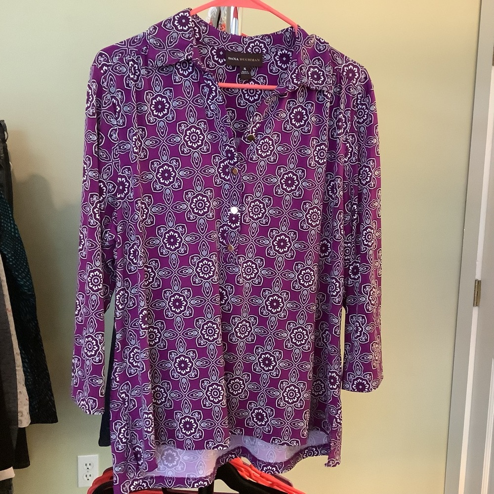 Dana Buchman printed floral blouse- XL